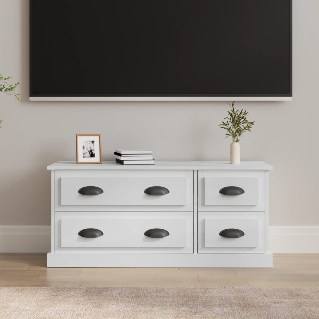 vidaXL Szafka TV, wysoki połysk, biała, 100x35,5x45 cm