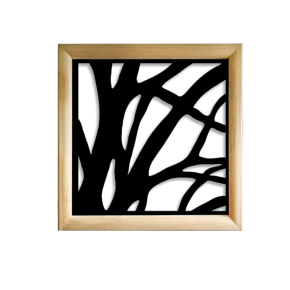 TREES - Kwadratowe moduły dekoracyjne z drewna i PVC - Rozmiar 98x98 cm - Grubość 64 mm - Kolor wewnętrzny CZARNY