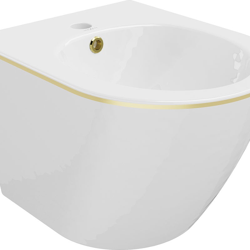 Mexen Lena bidet wiszący, biały/złoty linia - 35224805