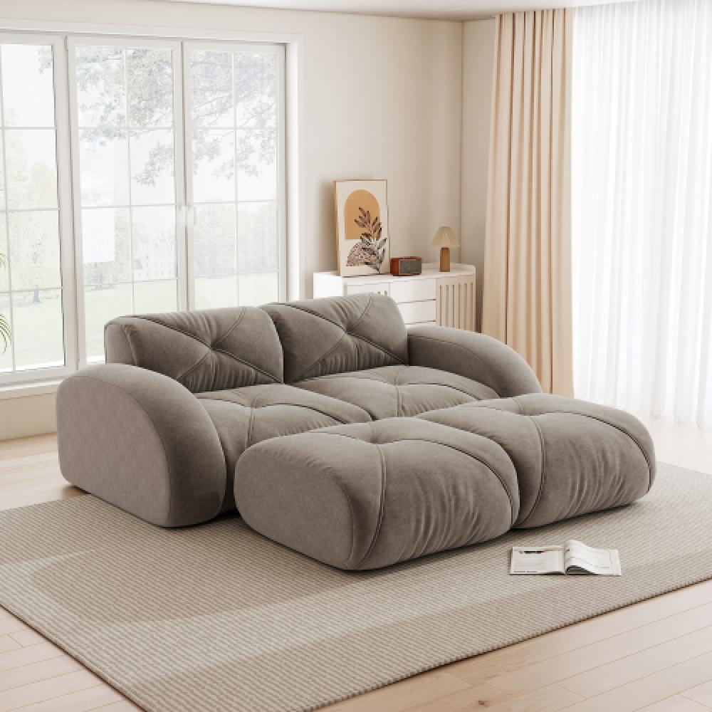Sofa bezramowa, modułowa sofa 2-osobowa, pianka o wysokiej gęstości 32D, wygodna tkanina szenilowa, konstrukcja antypoślizgowa, nie wymaga montażu.