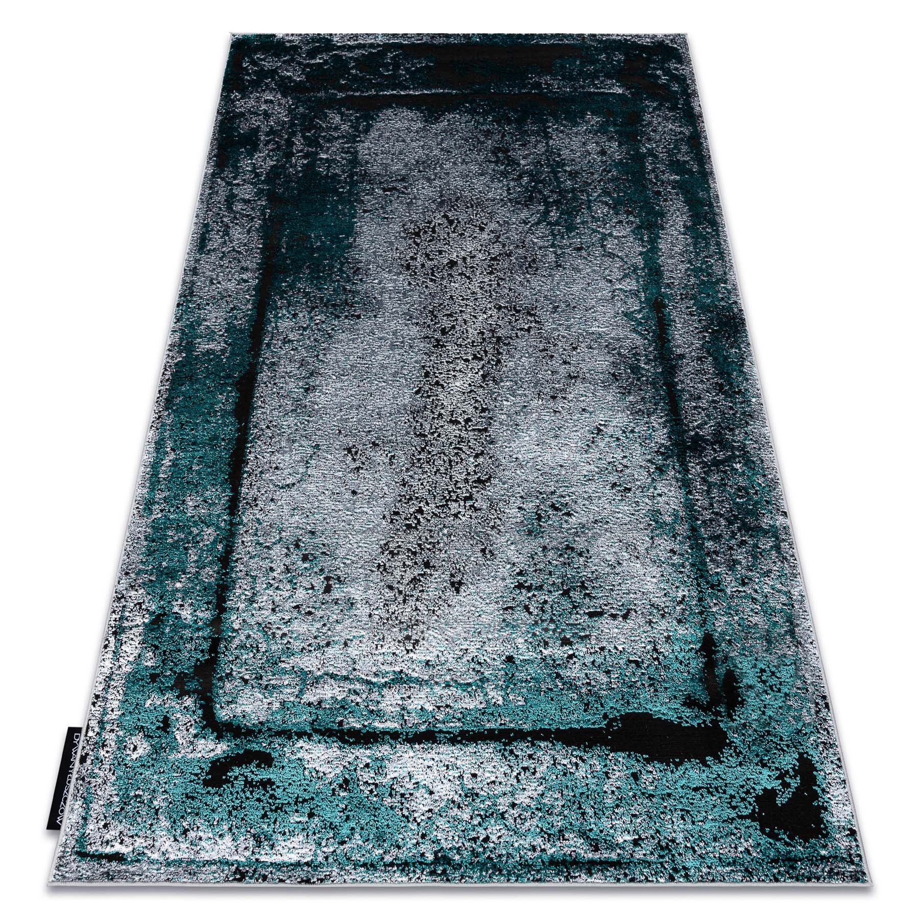 Dywan DE LUXE nowoczesny 624 Ramka - Strukturalny szary / zielony 140x190 cm