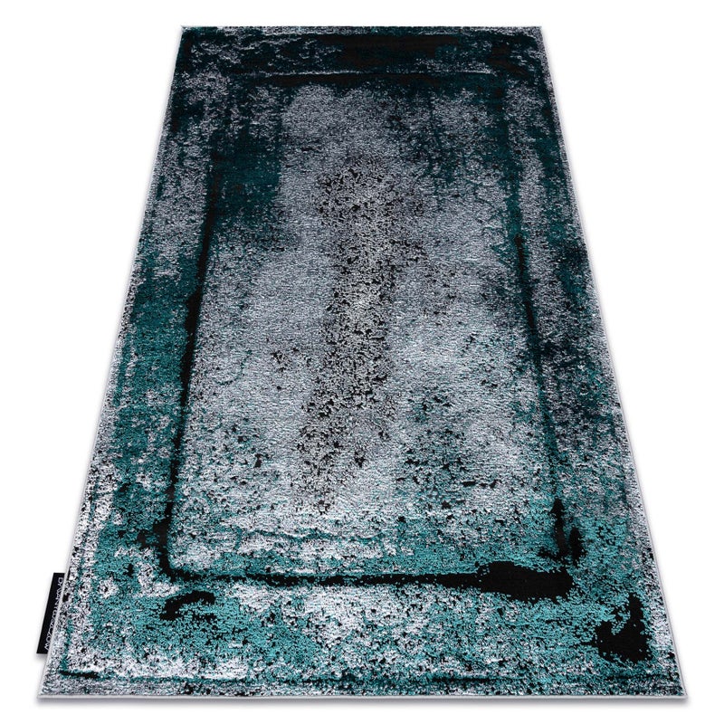 Dywan DE LUXE nowoczesny 624 Ramka - Strukturalny szary / zielony 140x190 cm