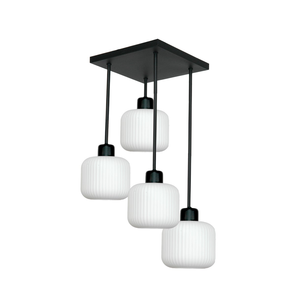 Lampa sufitowa czarna SONIA do salonu 4xE27 białe klosze walec Edylit