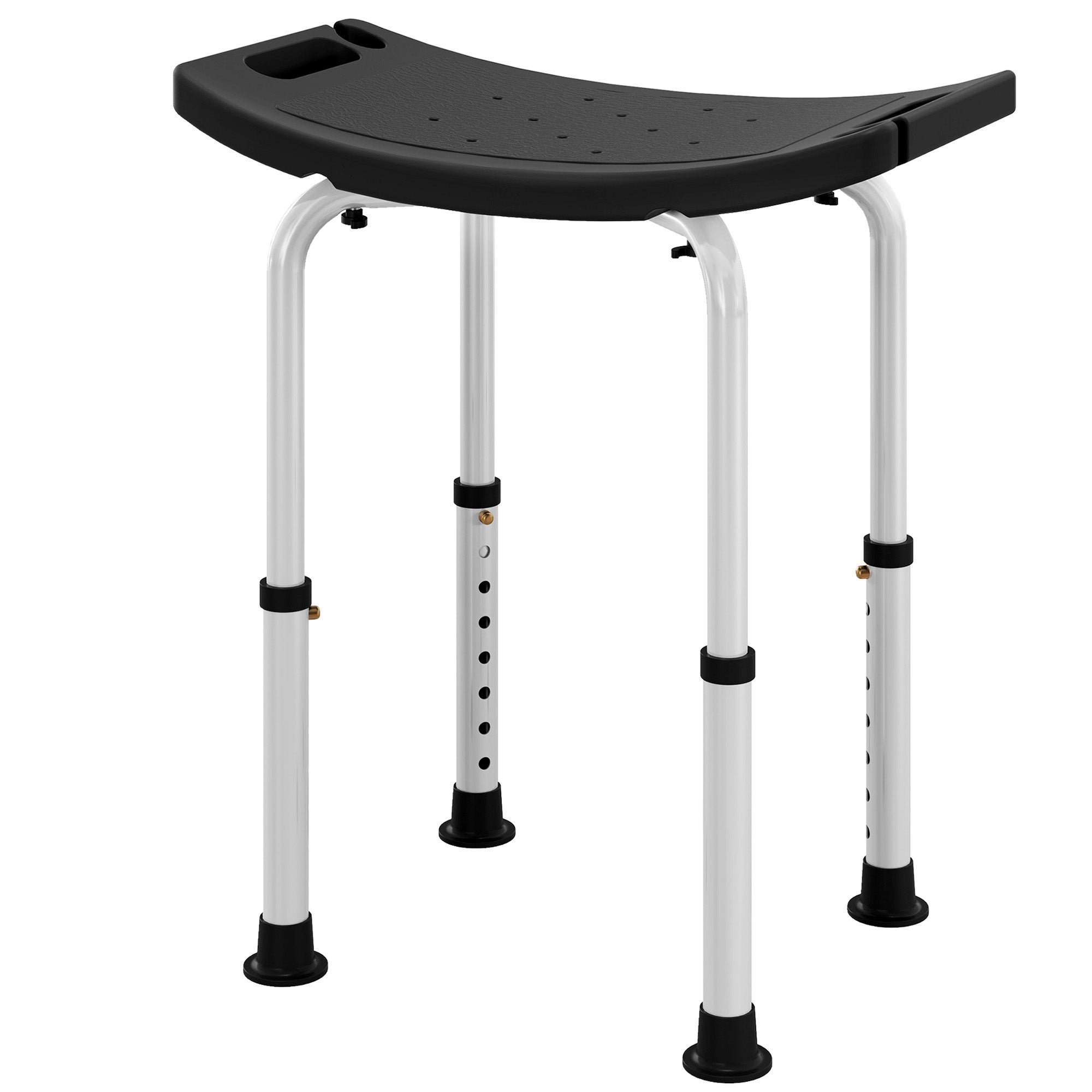Taboret prysznicowy/krzesło prysznicowe dla seniorów, regulowana wysokość, aluminium antypoślizgowe, udźwig 135 kg, kolor czarny