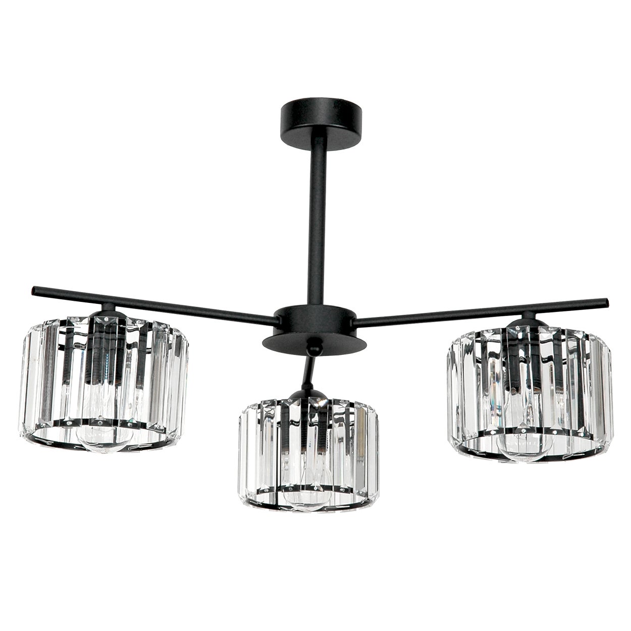Żyrandol czarny nowoczesny APULLA do salonu 3xE27 glamour kryształkowe klosze 56x56x37cm Edylit