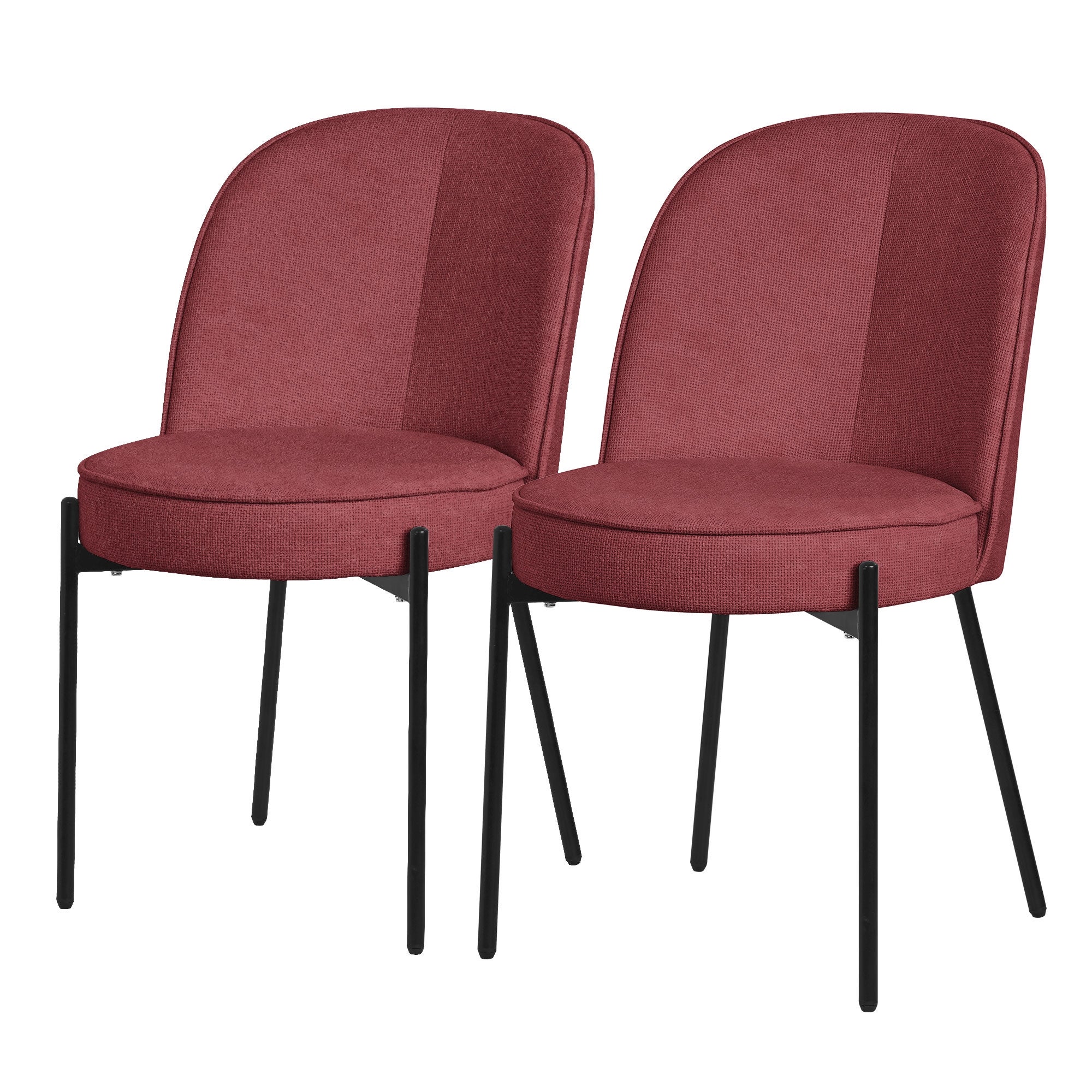 ML-Design krzesła okrągłe do jadalni zestaw 2 czerwony tapicerowane fotele krzesła kuchenne ergonomiczne wygodne metalowe nogi styl nowoczesny