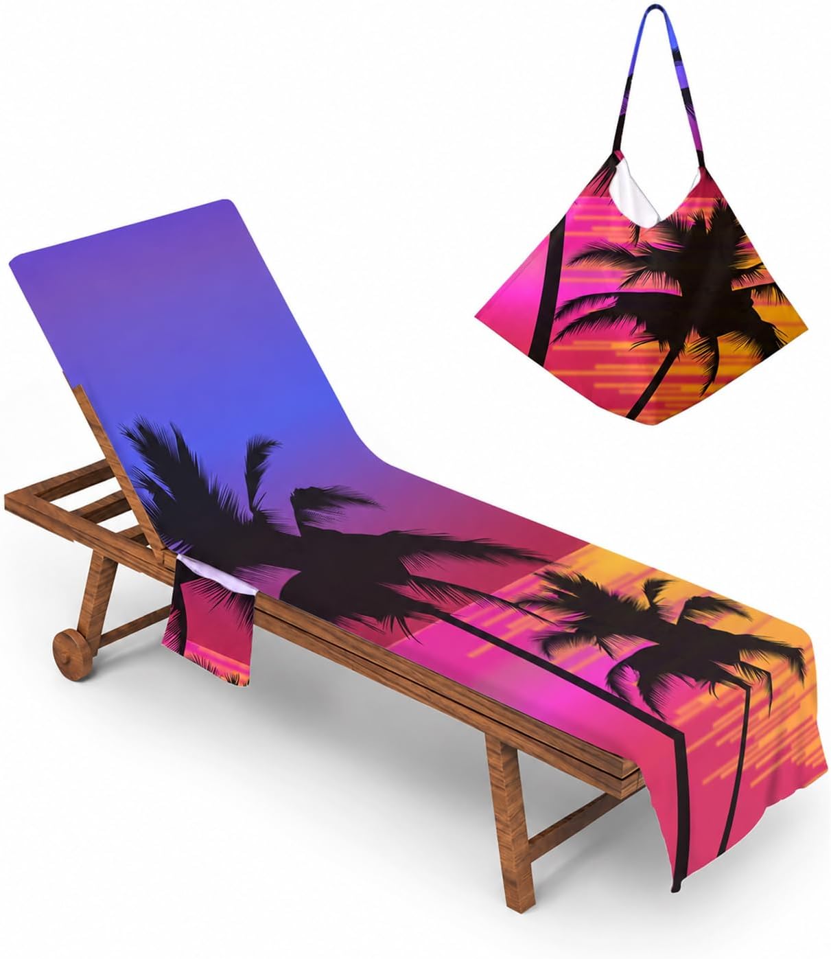 75x210 cm, pokrowiec na leżak plażowy Twilight 3D z kieszenią na ręcznik z mikrofibry
