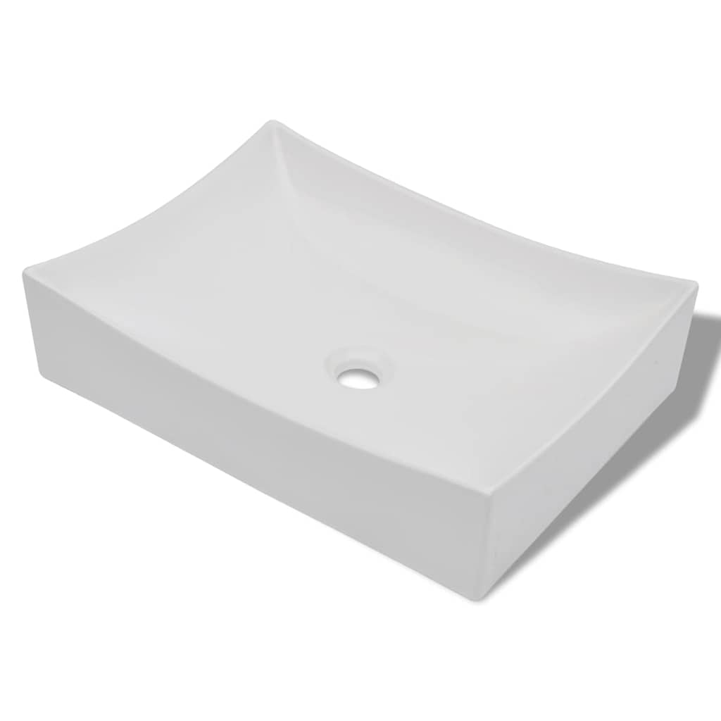 Umywalka Łazienkowa Ceramiczna Biała o Nietypowym Kształcie
