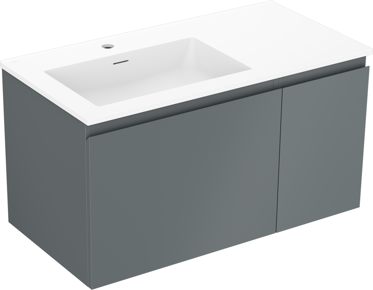 Mexen Orio szafka łazienkowa 90 cm z umywalką Otis lewą, 1S, 1D, grafit mat/biała mat - 91A13-09047-3-BBFF66-W18L01