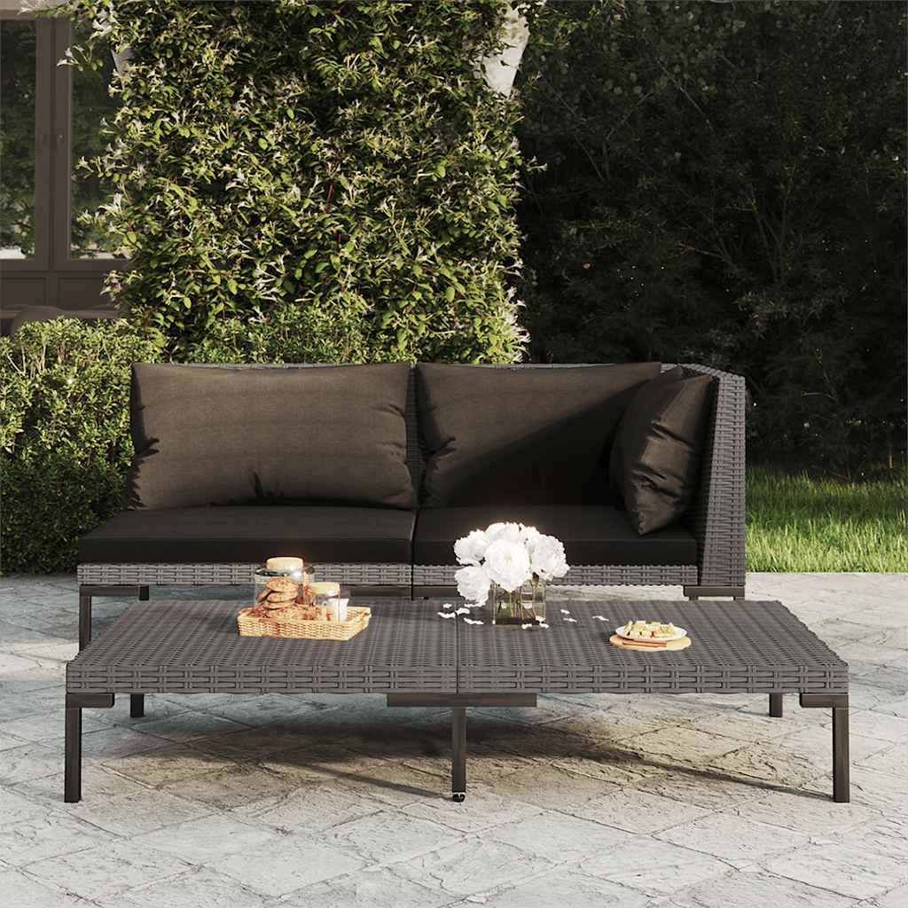 Sofa ogrodowa z poduszkami, zaokrąglony rattan PE vidaXL