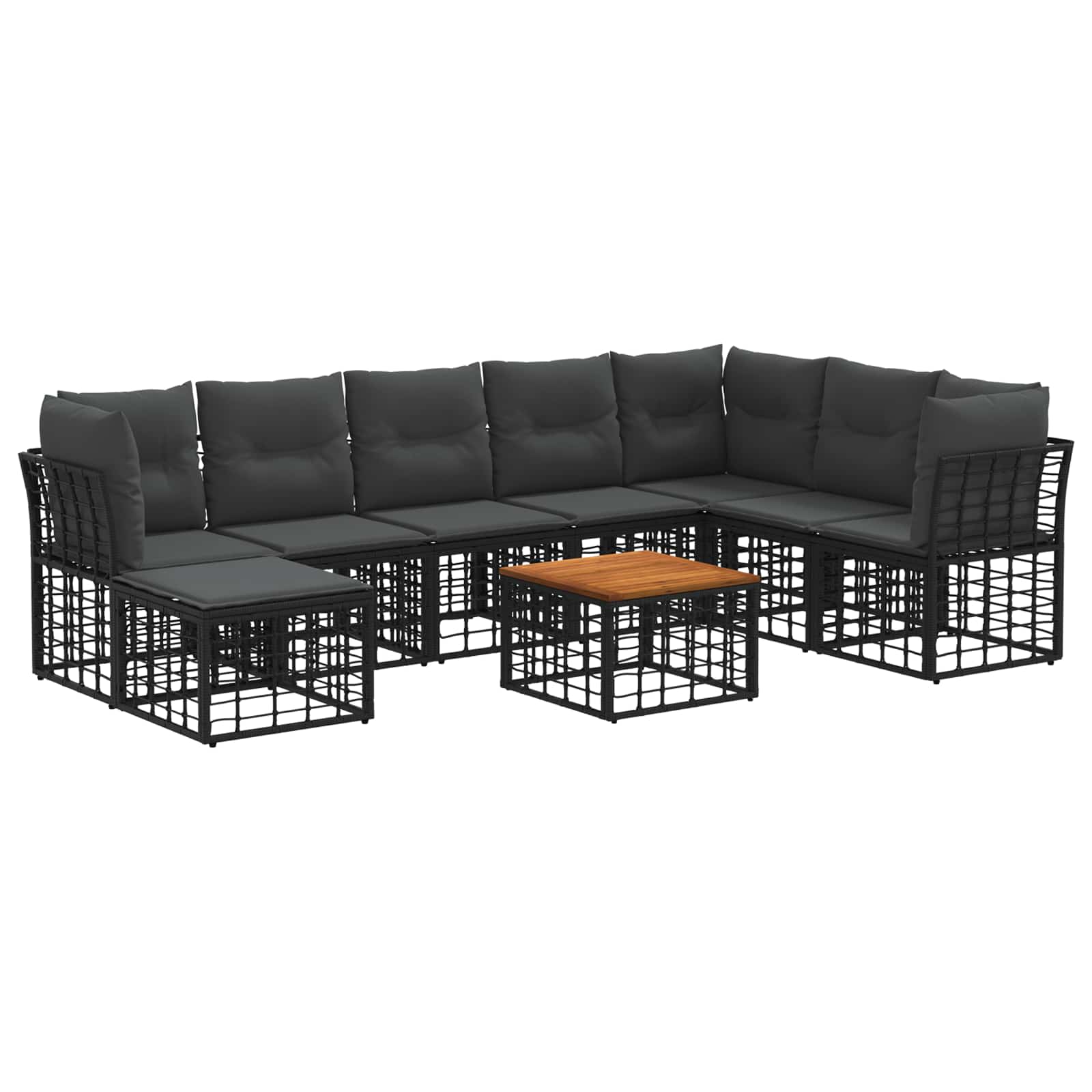 Zestaw sof na zewnątrz 9 pcs Czarny i Ciemnoszary Poliester vidaXL