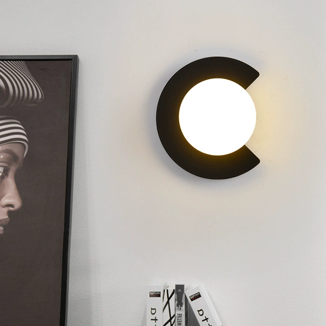 Kinkiet, kreatywna lampka nocna, lampa ścienna LED z żarówką, nowoczesna lampa sufitowa, 20 x 20 cm, czarna (ciepłe białe światło)