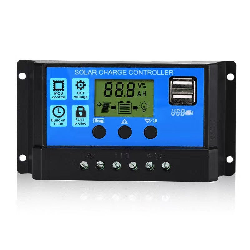 Regulator ładowania paneli słonecznych PWM, 12 V/24 V, 20 A, wyświetlacz LCD, podwójny port USB