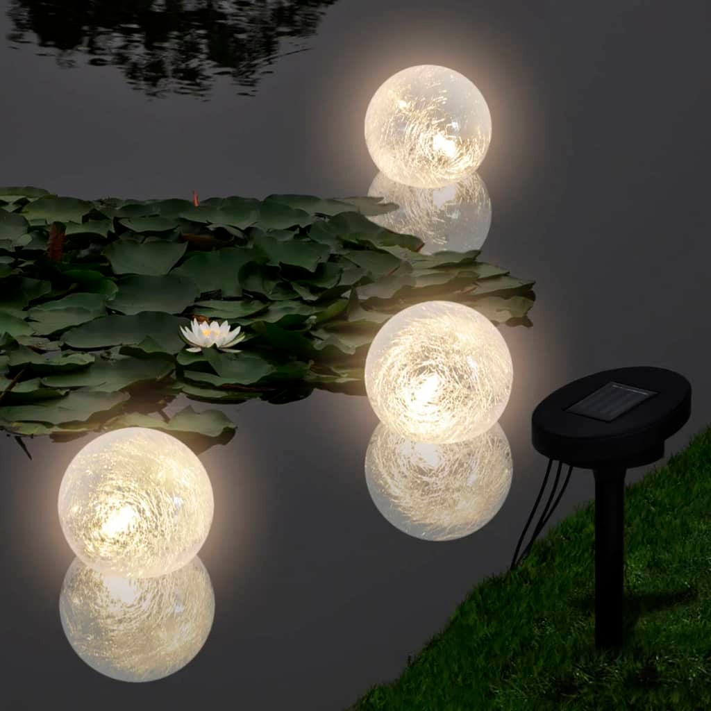 Pływające lampy solarne LED do stawu, 3 sztuki vidaXL