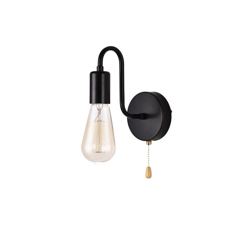 Kinkiet ścienny Vintage E27 Standard Socket, industrialna metalowa lampa ścienna do wnętrz w stylu retro z przełącznikiem do salonu i sypialni