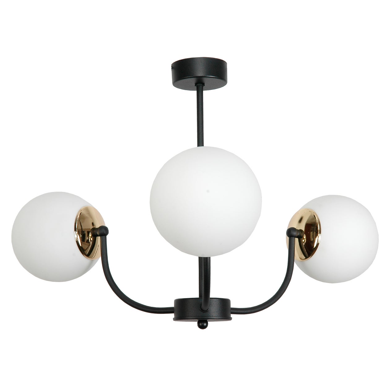 Lampa sufitowa czarno złota ESTI LAB do salonu 3xE14 białe kule nowoczesna Edylit