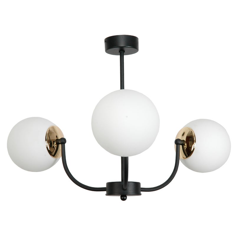 Lampa sufitowa czarno złota ESTI LAB do salonu 3xE14 białe kule nowoczesna Edylit