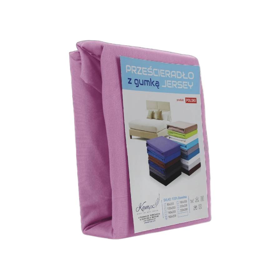 Kam-Pol prześcieradło z gumką jersey wrzosowy 70x220 cm