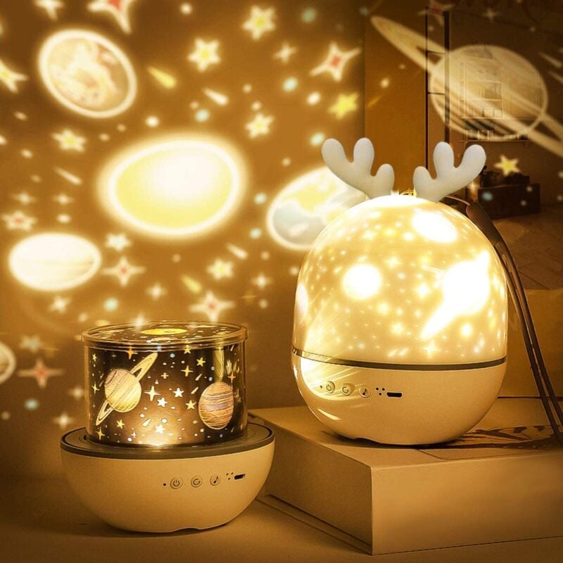 Projektor nocnej lampki dla niemowląt, lampka nocna LED dla dzieci, lampa muzyczna i świetlna, obrót o 360°, 6 filmów projekcyjnych, lampa projektorow