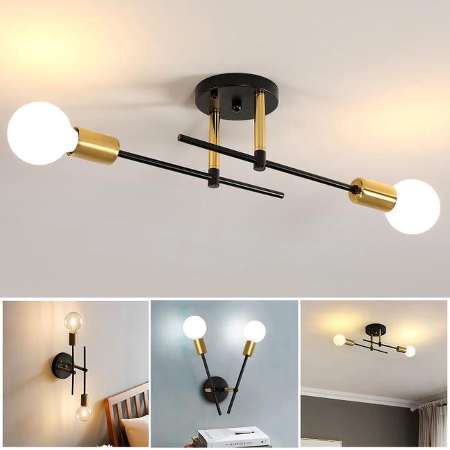Żyrandol Sputnik, żyrandol industrialny, metalowa lampa sufitowa z 2 głowicami, lampa sufitowa w stylu vintage, oprawka E27 (żarówka nie jest dołączon