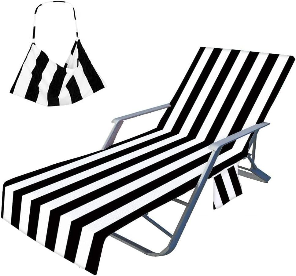 Pokrowiec na leżak plażowy 75x210 cm, ręcznik plażowy z kieszeniami do przechowywania, składany i lekki ręcznik z mikrofibry na leżak