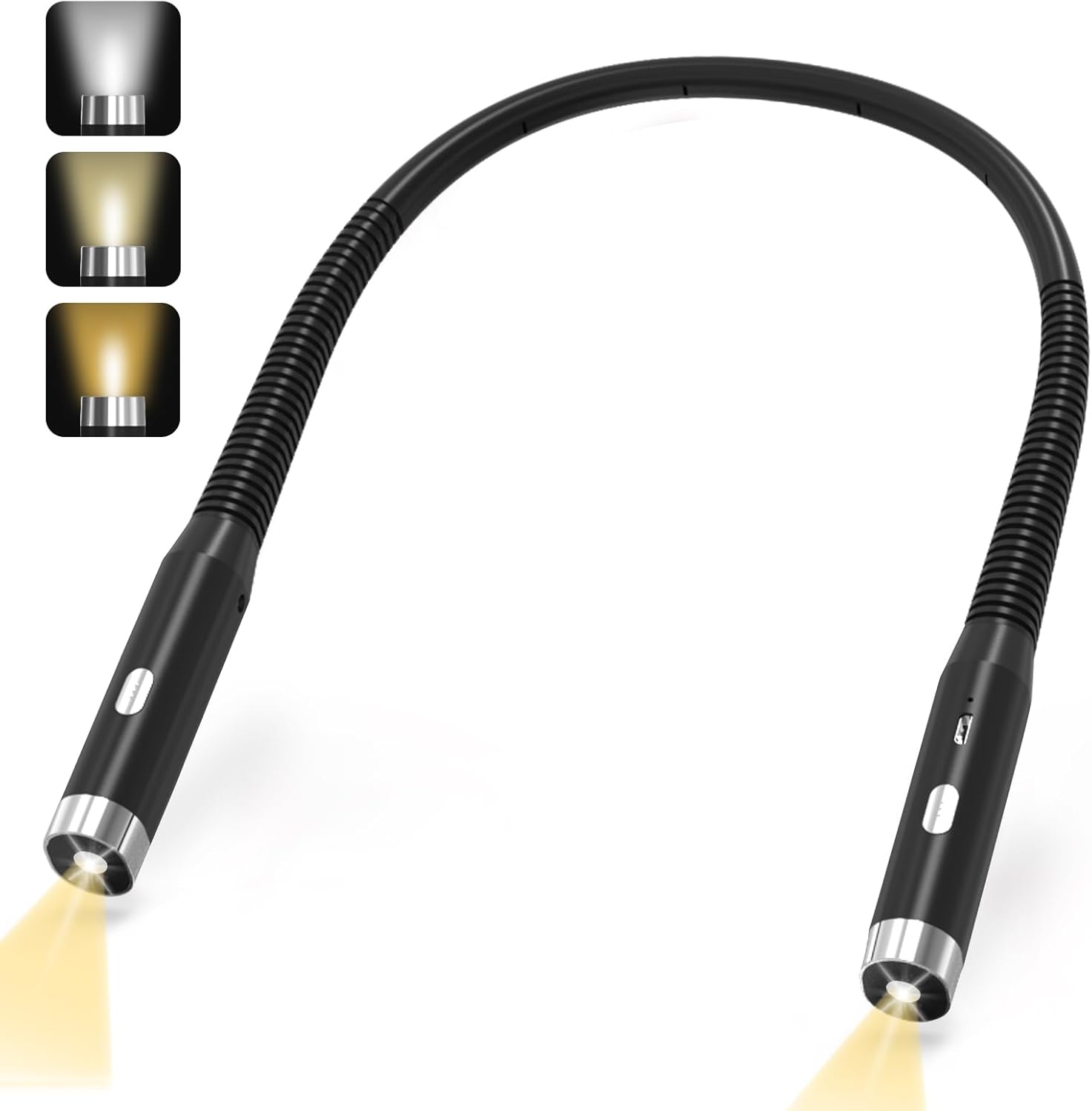 Akumulatorowa lampa LED do czytania na szyi w 3 kolorach – regulowana jasność, idealna do czytania w łóżku, robienia na drutach, naprawy i nie tylko,