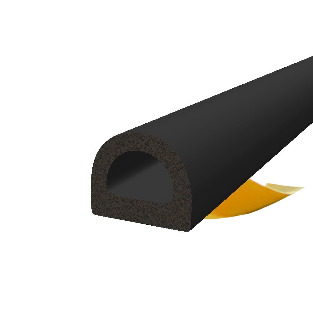 Uszczelka samoprzylepna EPDM D 12x10 mm czarna do okien i drzwi 50 m