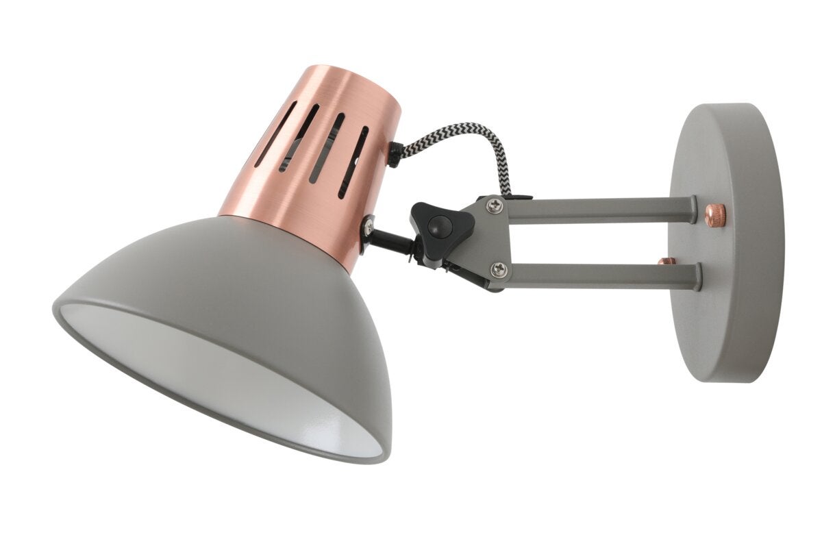 Kinkiet ścienny ARTEMIA, E27 max 40W, śr. 16,3 cm, szary, IP20, styl nowoczesny i skandynawski, do salonu – GTV LIGHTING