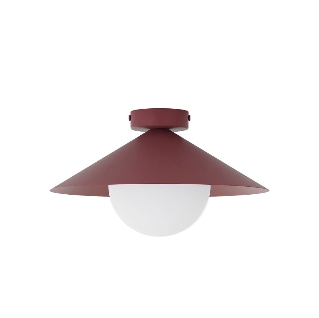 Lampa sufitowa minimalistyczna burgundowa szklana kula stożek fi30cm 1xE14 10W MONO Emibig