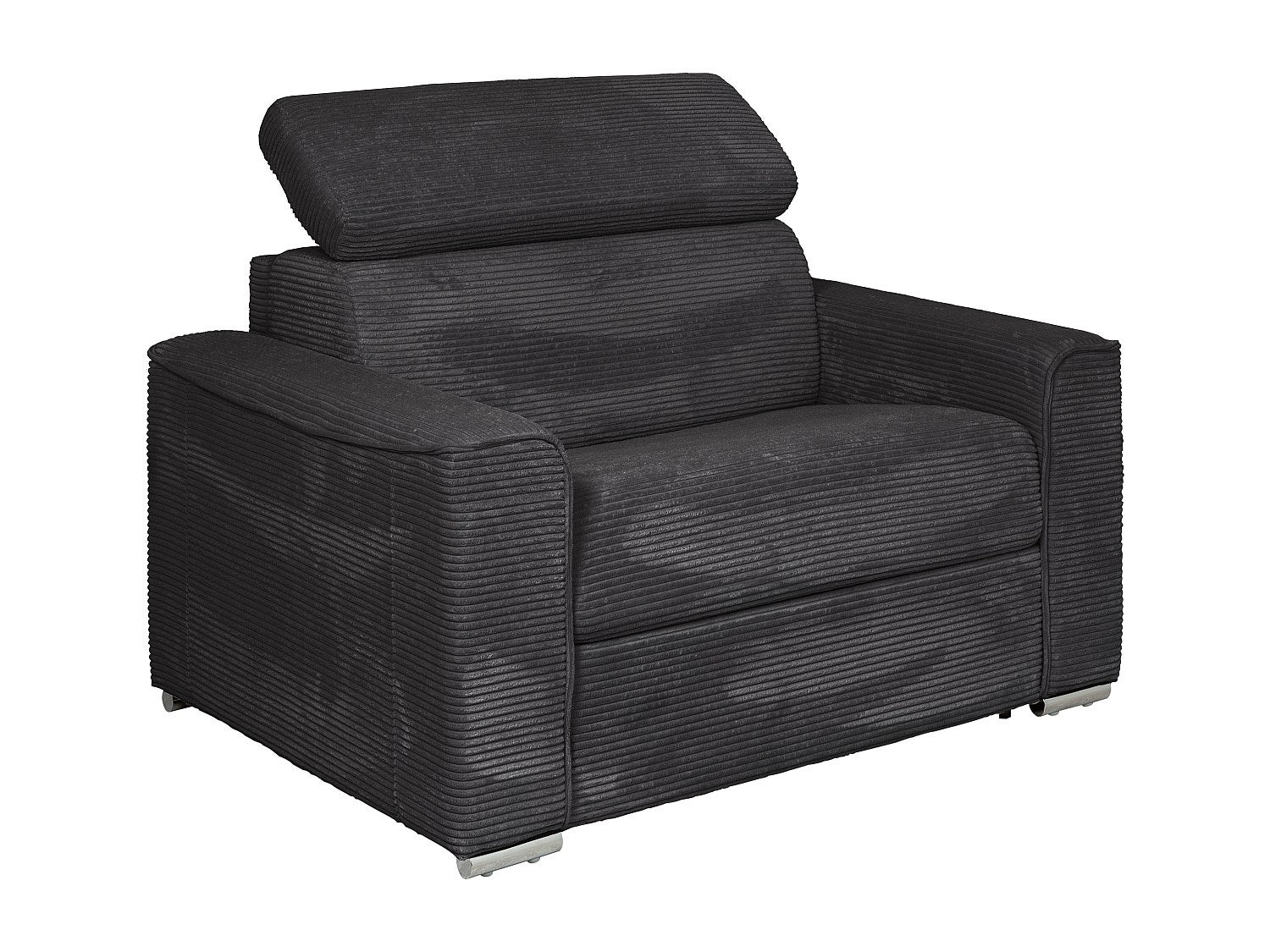 Fotel rozkładany z szarego weluru - pow. spania 70 cm - Materac 14 cm - VIZIR