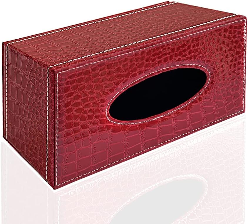 Elegancki uchwyt na chusteczki ze skóry PU, nowoczesny, prostokątny uchwyt na ręczniki papierowe, pompujący dozownik Paperchase (wzór w czerwoną