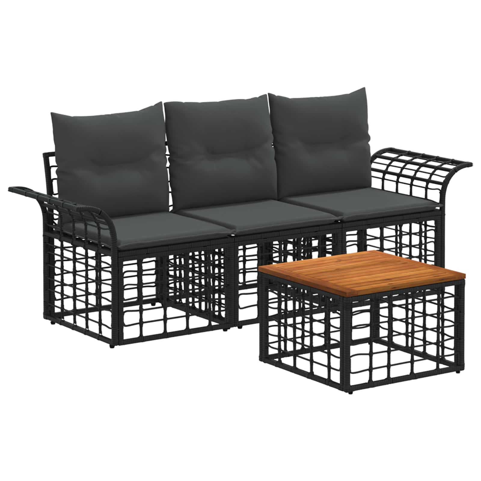 Zestaw sof na zewnątrz 4 pcs Czarny i Ciemnoszary Poliester vidaXL