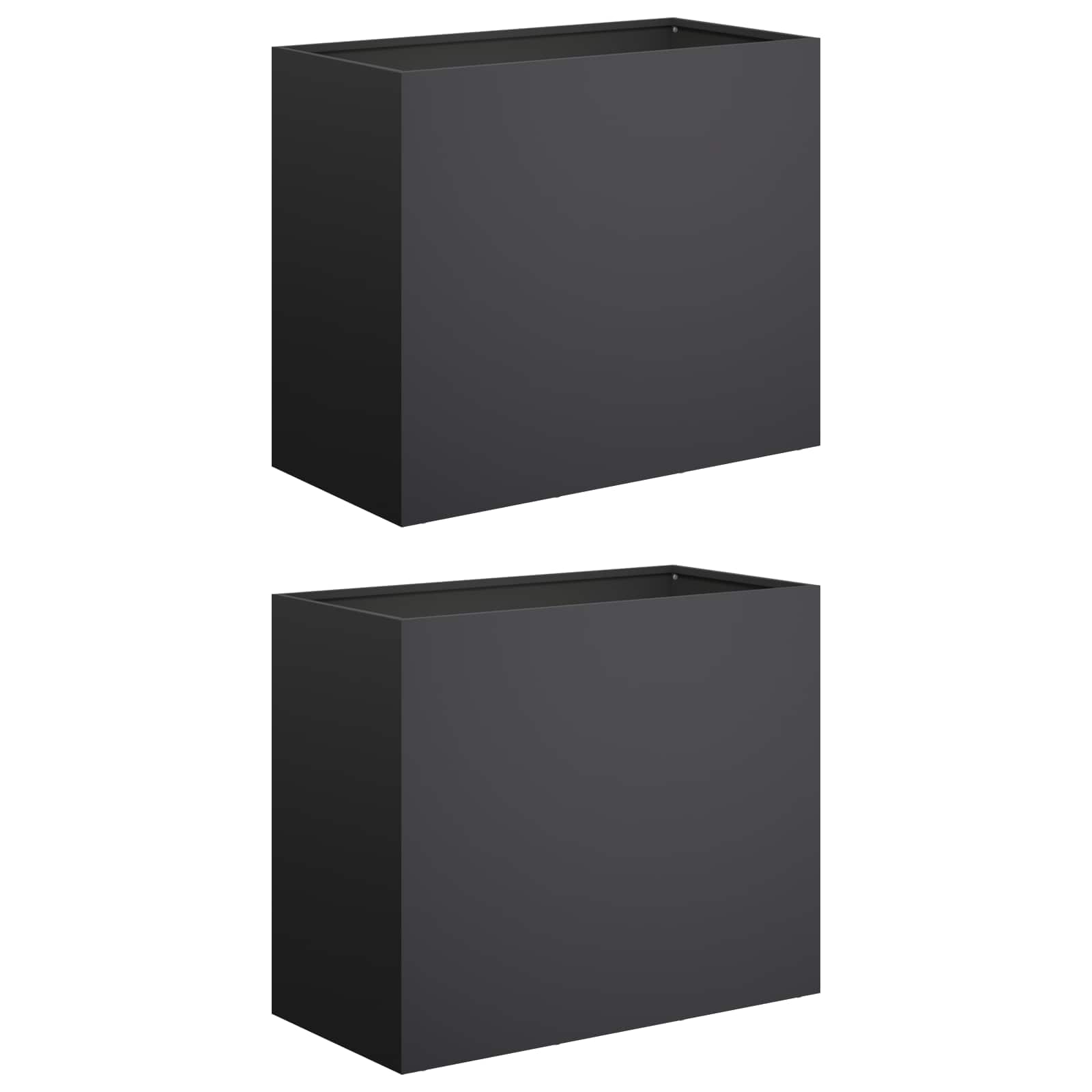 2x Donica Ogrodowa Stalowa 60x30x50 cm Czarna na Taras na Balkon na Kwiaty
