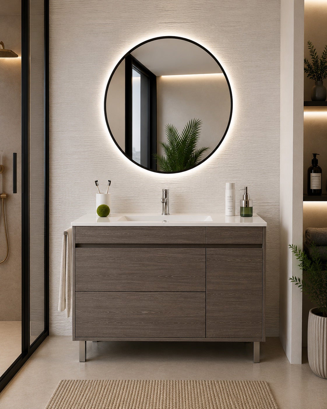 Szafka łazienkowa z umywalką ORIGENBATH CAPRERA bez lustra 60x45 cm dąb smoky