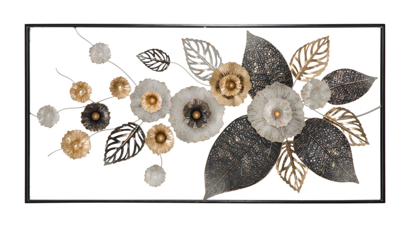 Panel ścienny dekoracyjny Frame Plus 120x7x59 cm – wielokolorowy panel żelazny w stylu glamour inspirowany naturą – dekoracja 3D