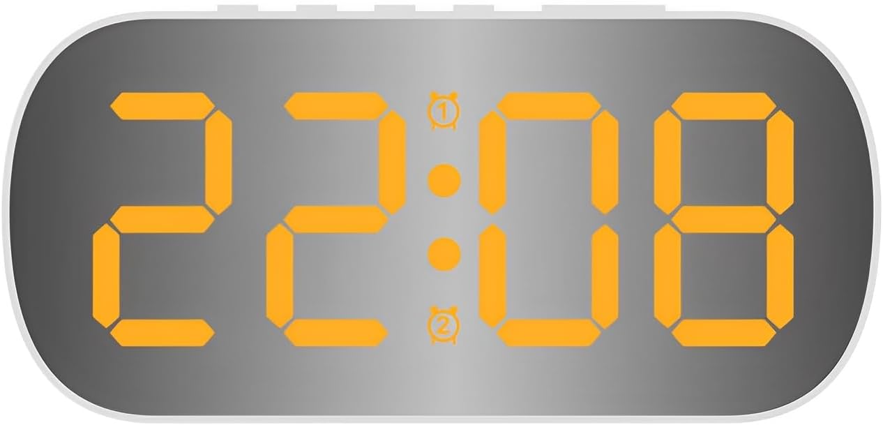 Cyfrowy budzik, owalny przenośny budzik do sypialni lub biura, cyfrowy zegar z ładowaniem USB, cyfrowy zegar z podwójnym alarmem, radiobudzik