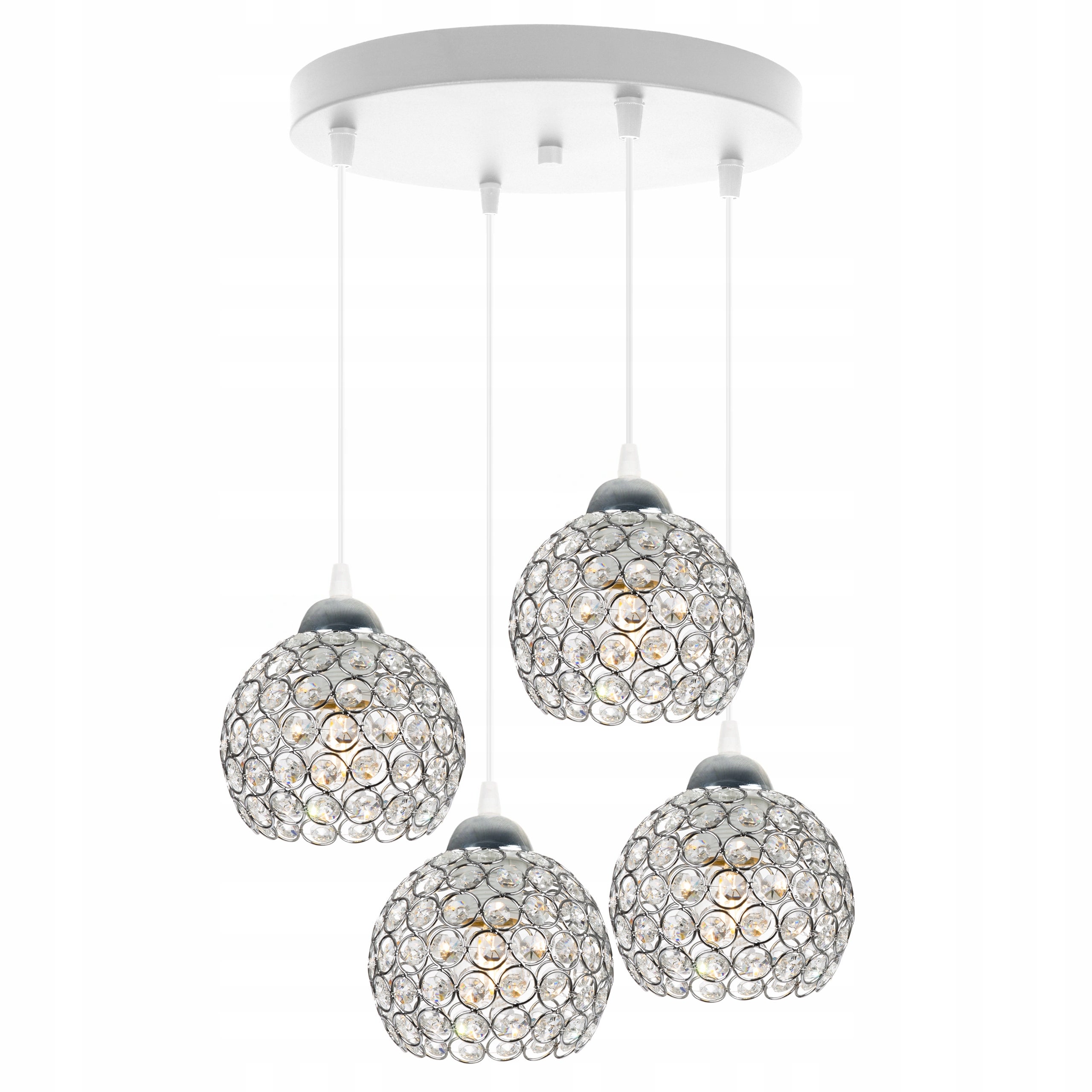 Lampa sufitowa wisząca okrągła Light Home LH Crystal 4x E27 60W biały/srebrny