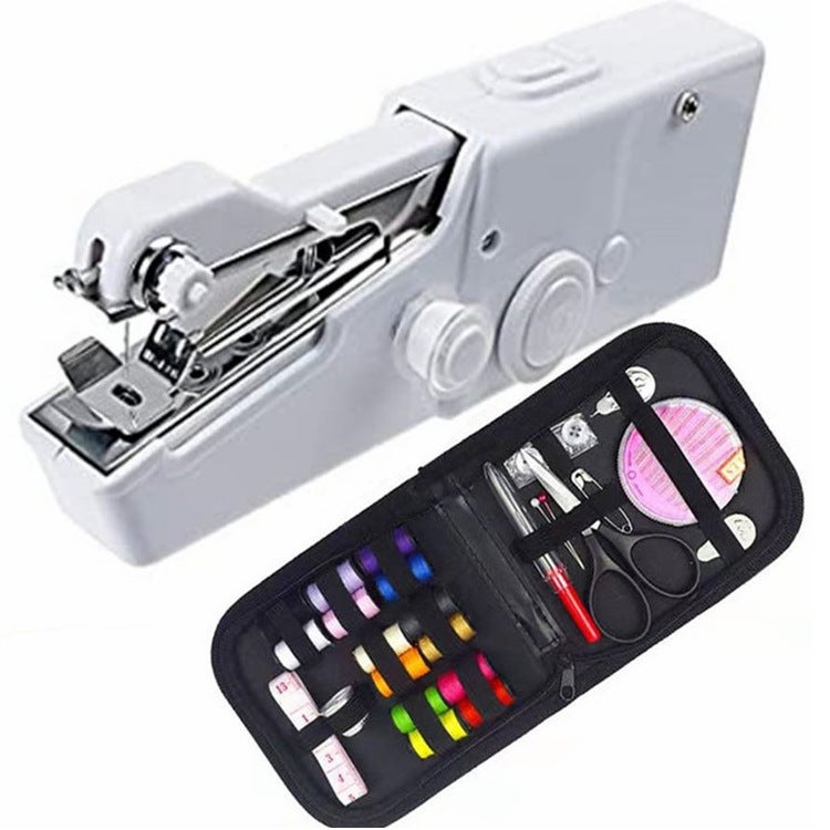Miniaturowa, biała, przenośna maszyna do szycia, przenośna, elektryczna maszyna do szycia, odpowiednia dla początkujących i dorosłych, szybka i wygod