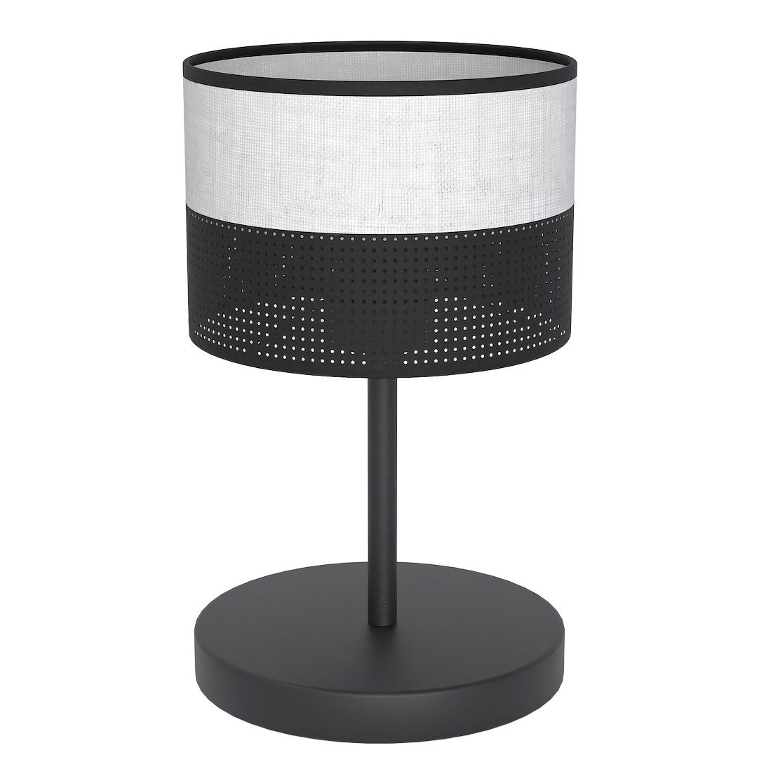 Lampa stołowa perforowany klosz KARBON 1xE27x15W metal czarno-szara wym:33x20x20cm IP20 Emibig