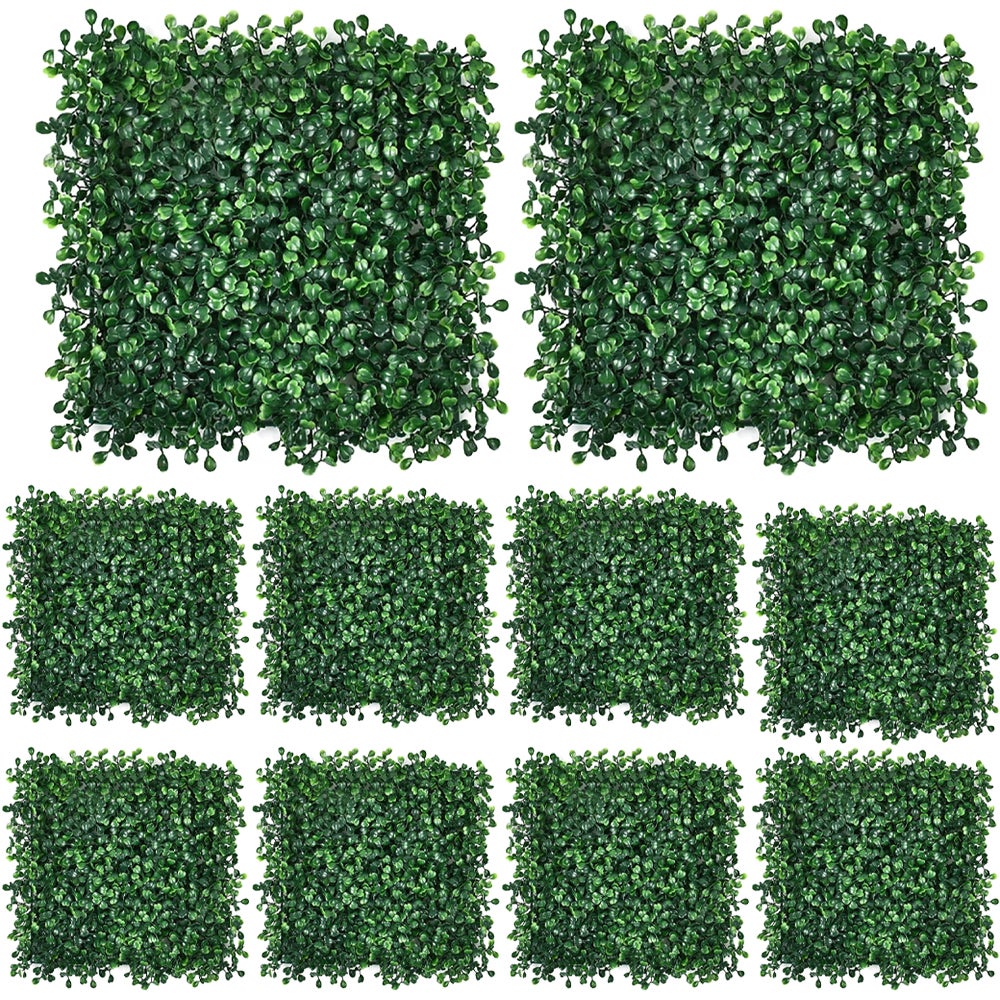 Sztuczne panele bukszpanowe 10 sztuk, roślina żywopłotowa topiary, osłona żywopłotowa chroniąca prywatność przed słońcem, 25x25cm