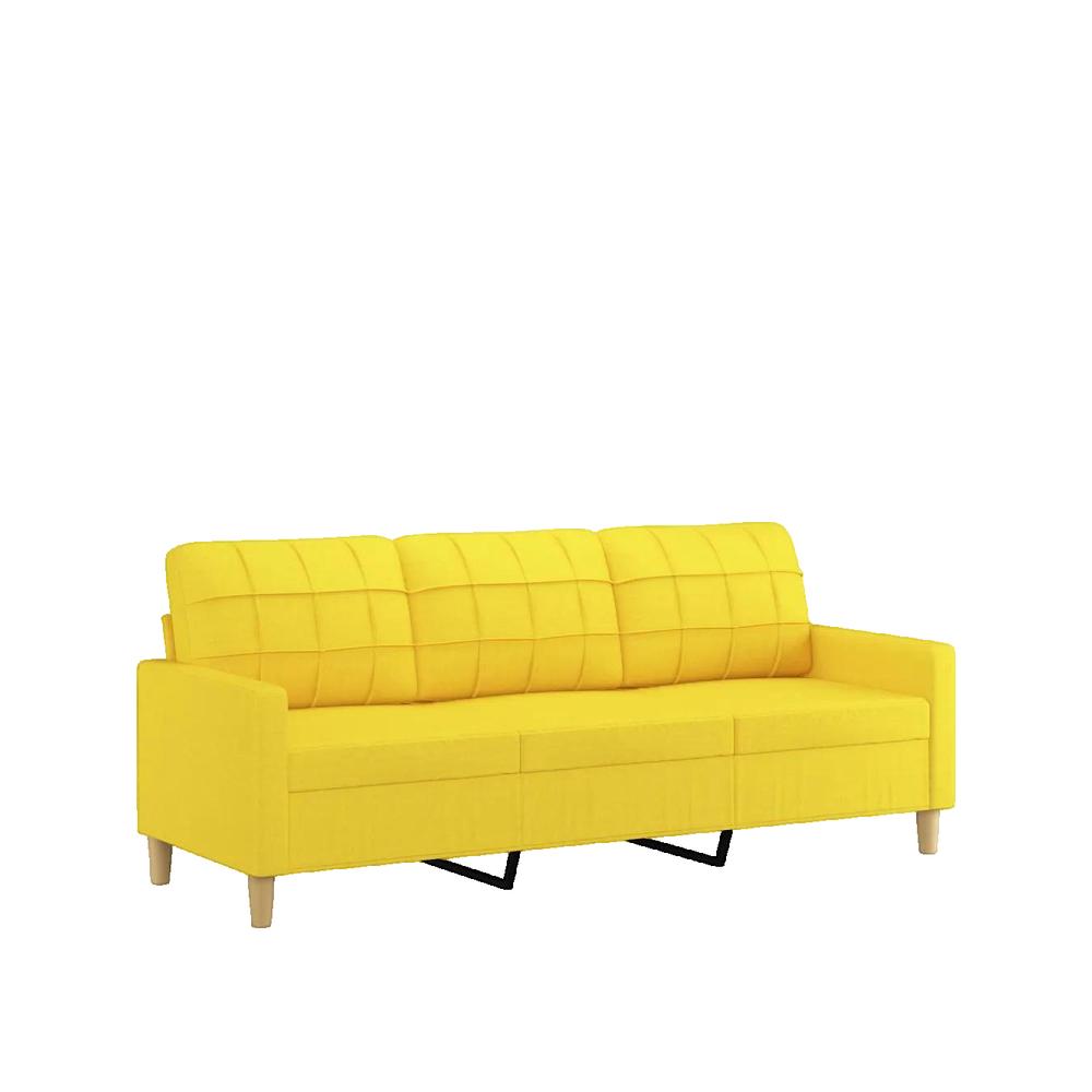 Sofa 3-osobowa vidaXL z podnóżkiem Jasnożółty trwały materiał