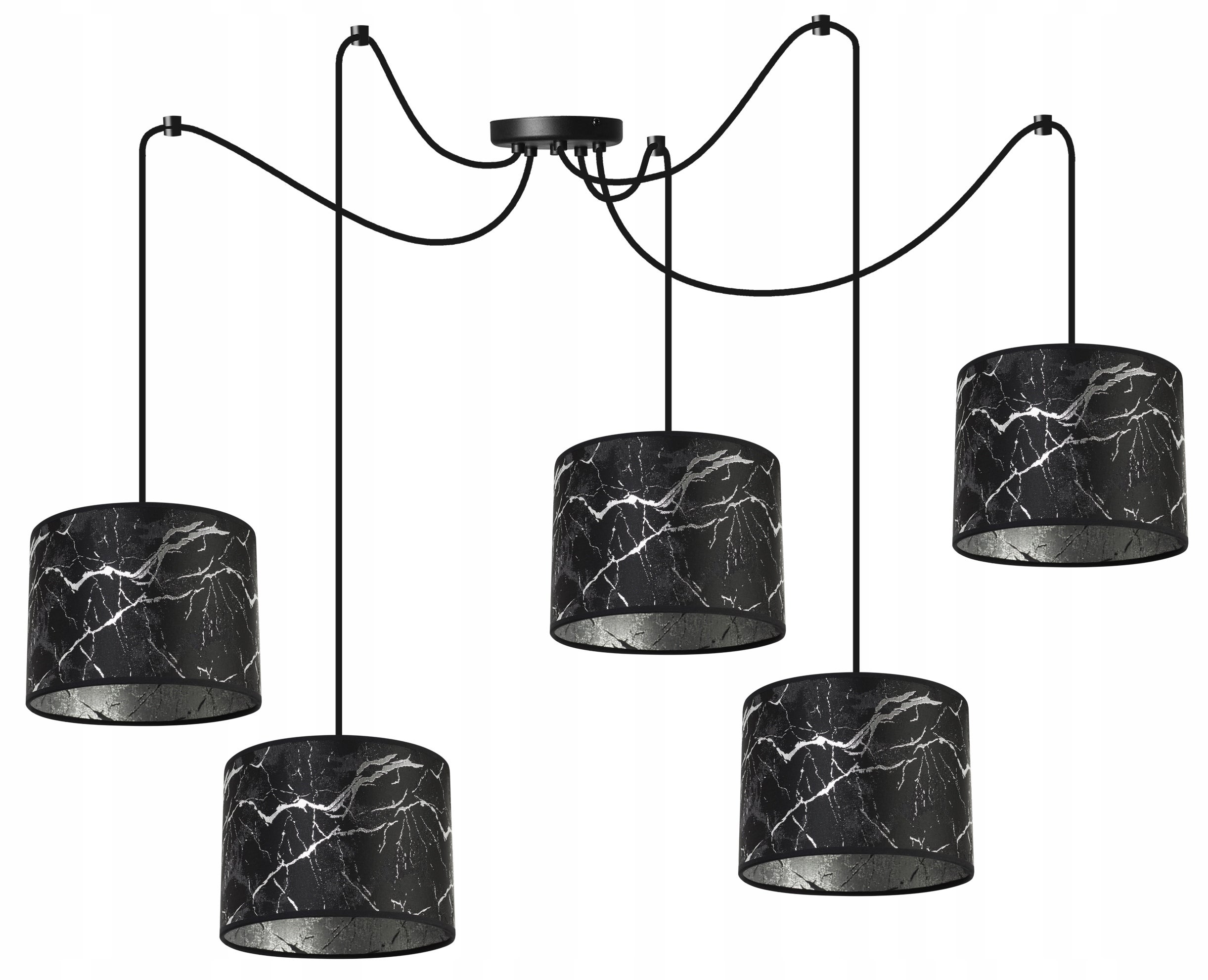 Lampa sufitowa wisząca Light Home LH Pająk Werona 5x E27 60W czarny/srebrny