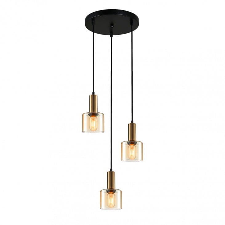 Lampa wisząca Santia miedziano-herbaciany-czarna 3xE27x10W nowoczesna wym: 107,8 x 32 x 32 cm szkło Italux