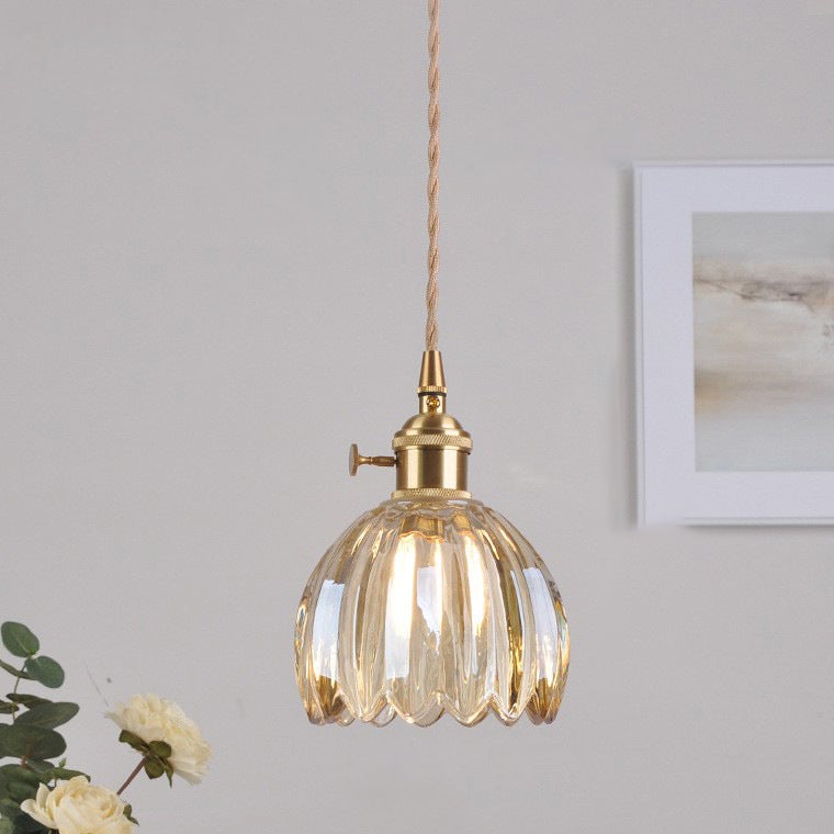 Żyrandol, Lampa wisząca w stylu vintage, Plafon wiszący z metalu z szklanym kloszem, Oprawy wiszące, Dekoracyjny żyrandol w kwiaty