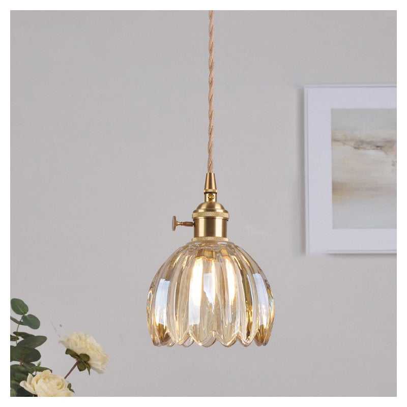 Żyrandol, Lampa wisząca w stylu vintage, Plafon wiszący z metalu z szklanym kloszem, Oprawy wiszące, Dekoracyjny żyrandol w kwiaty