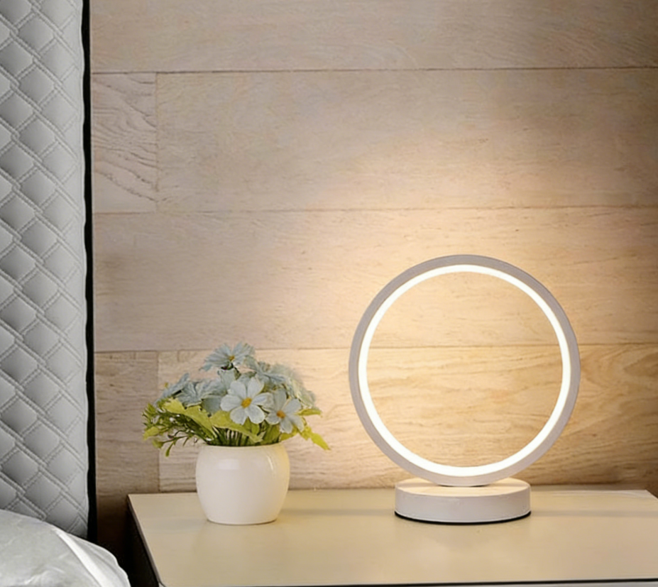 Lampka nocna przy łóżku, lampka na stół do sypialni, ładowana przez USB, ściemniacz trójkolorowy, średnica 25 cm