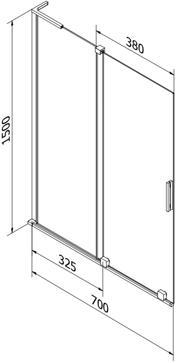 Mexen Velar L parawan nawannowy 2-skrzydłowy rozsuwany 70 x 150 cm, grafit, biały - 896-070-003-41-20