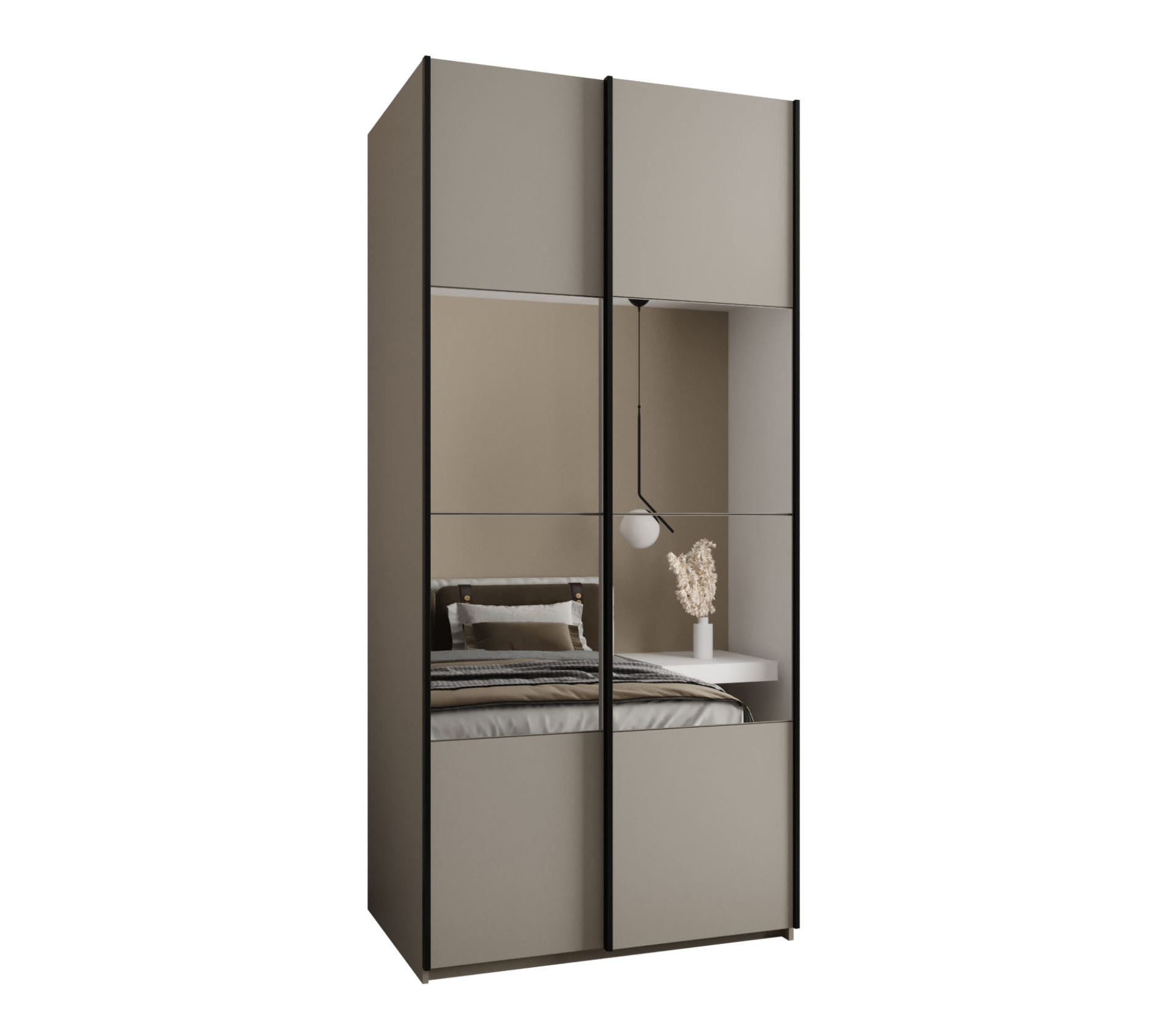Szafa przesuwna wysoka Lux 4 110 x 64 x 245,5 cm kaszmir + kaszmir + u. czarny - Abiks Meble