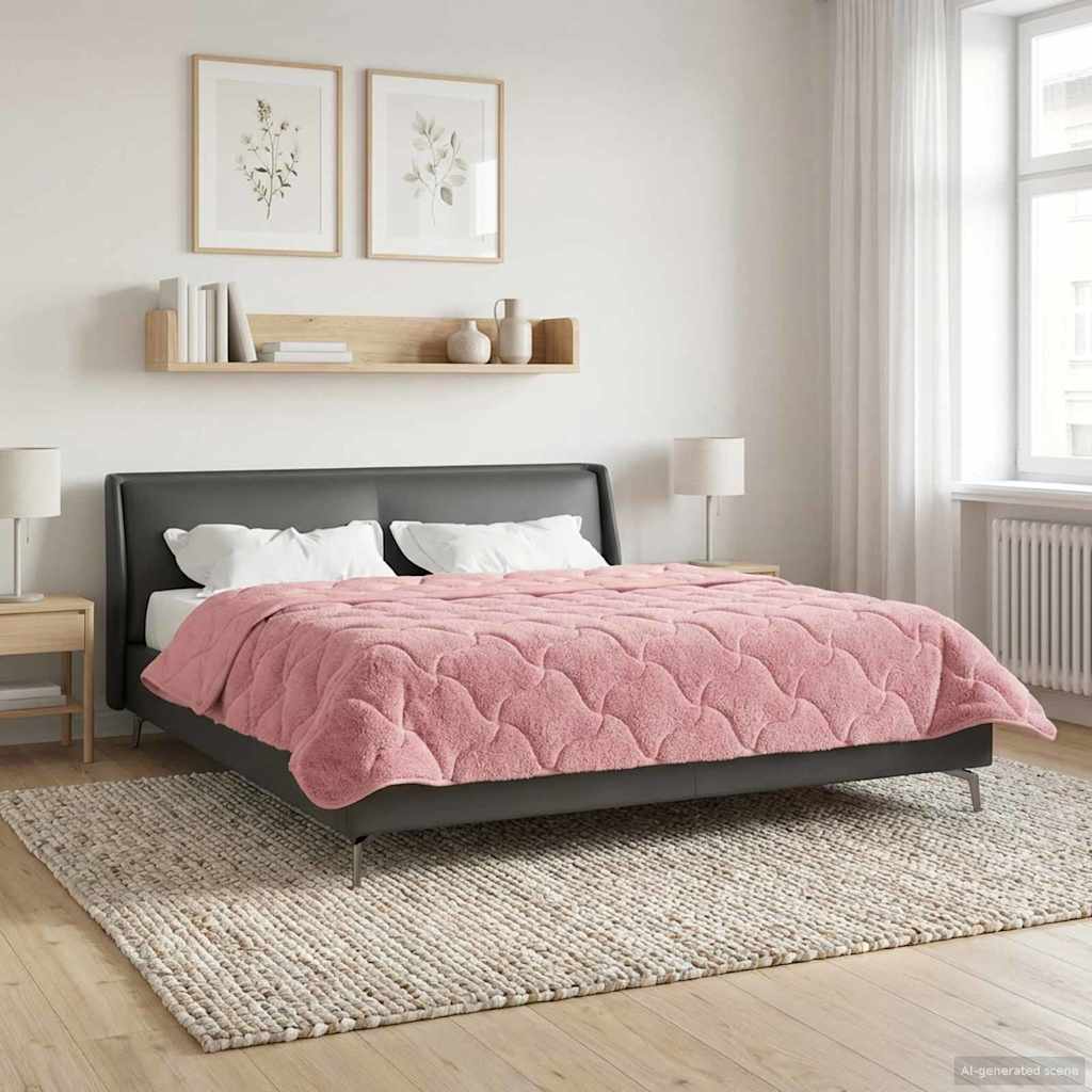 Letni Kołdra Różowy 200 x 200 cm Mikrofibra i Fleece Teddy vidaXL