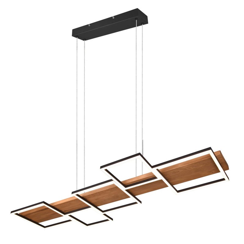 Lampa sufitowa wisząca Harper ciemne drewno-czarna LED 42W 3000K 5700lm kwadraty wym: 150 x 115 x 44,5 cm metal Trio